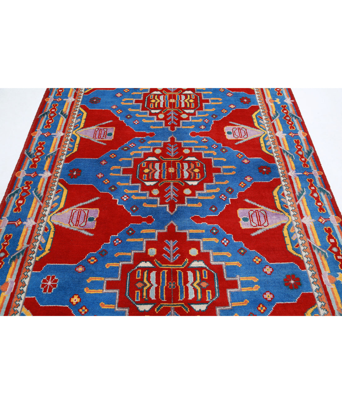 Revival 5'8'' X 7'7'' Hand-Knotted Wool Rug 5'8'' x 7'7'' (170 X 228) / Red / Blue