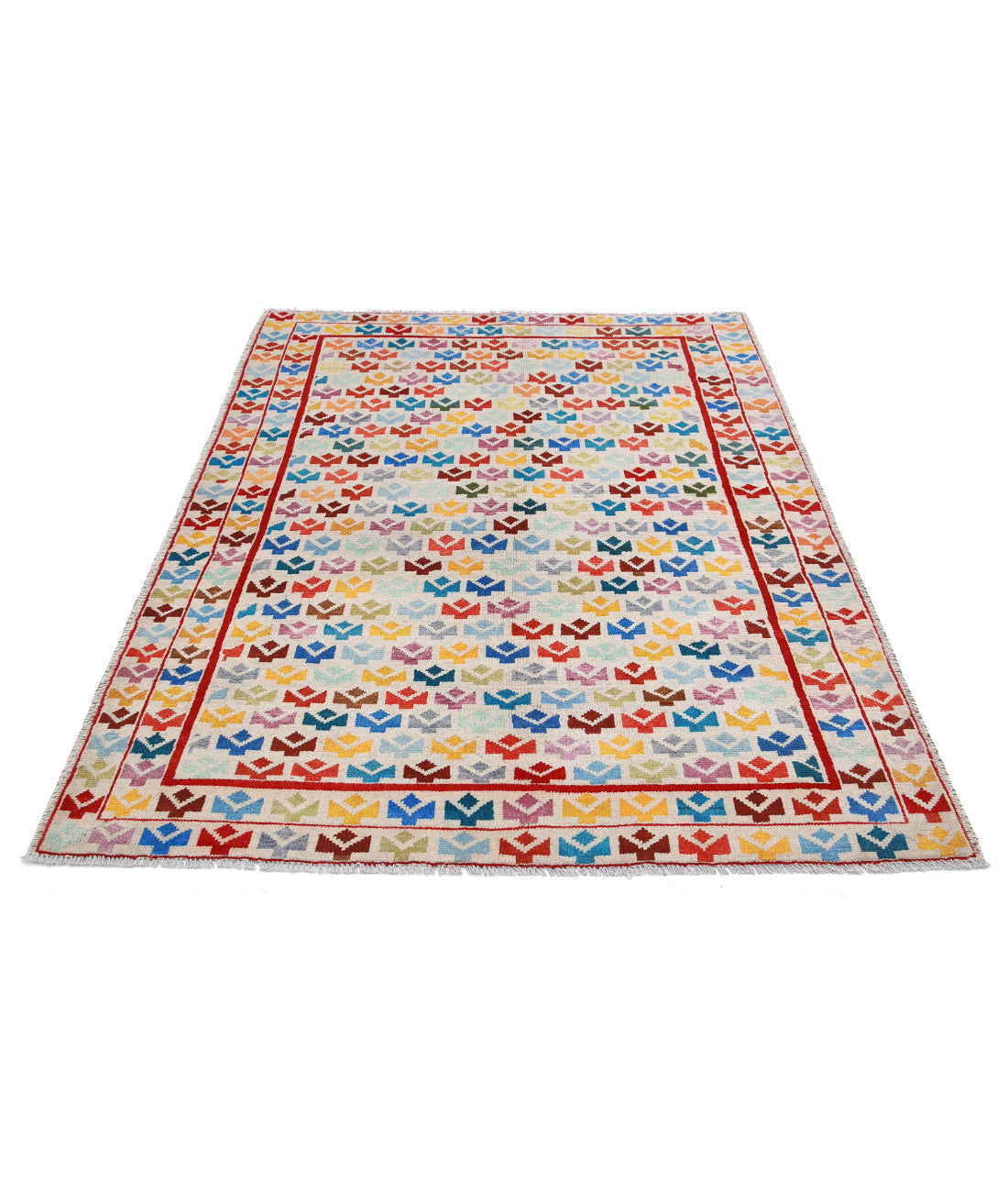 Revival 4'11'' X 6'6'' Hand-Knotted Wool Rug 4'11'' x 6'6'' (148 X 195) / Ivory / Multi