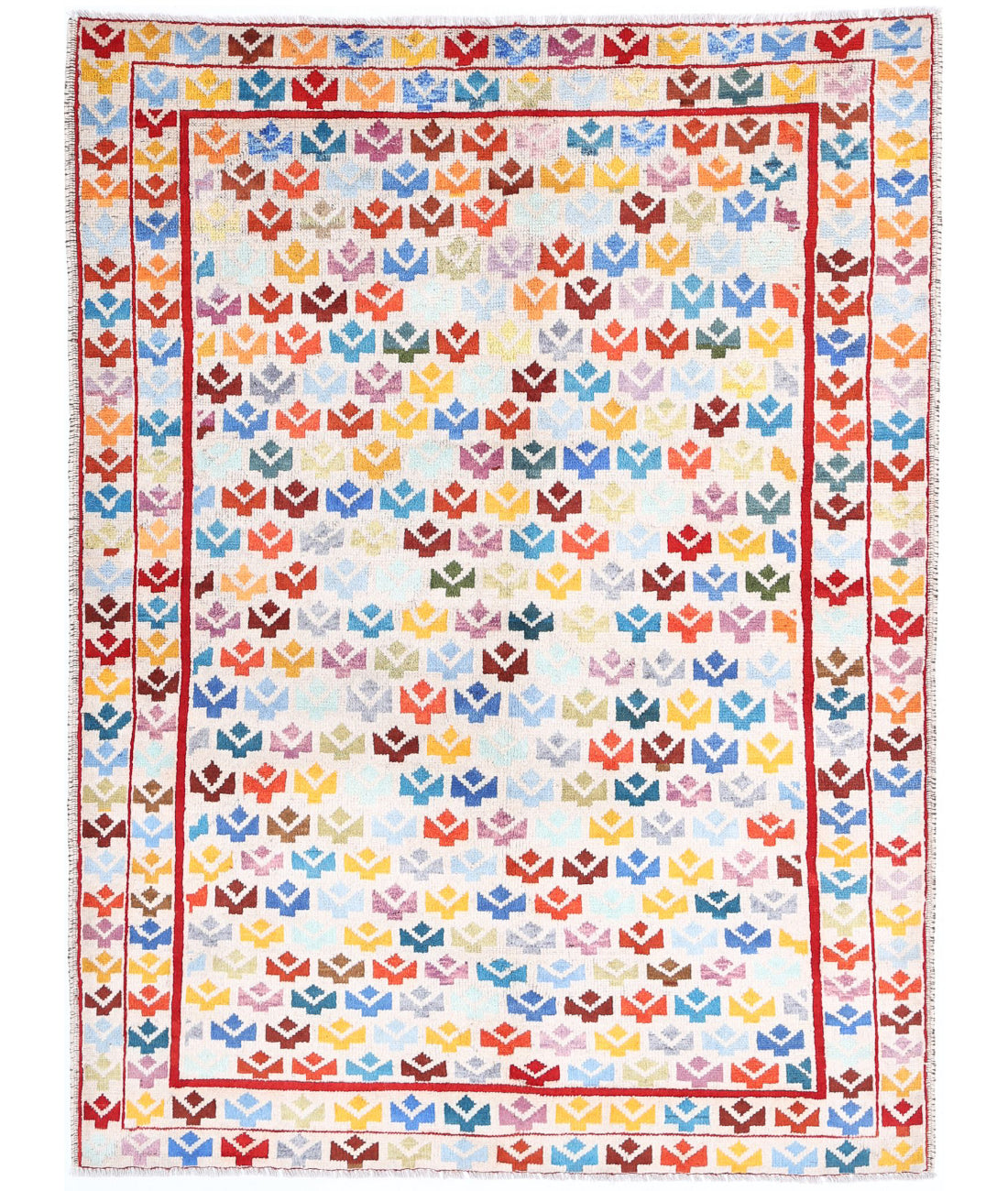 Revival 4'11'' X 6'6'' Hand-Knotted Wool Rug 4'11'' x 6'6'' (148 X 195) / Ivory / Multi