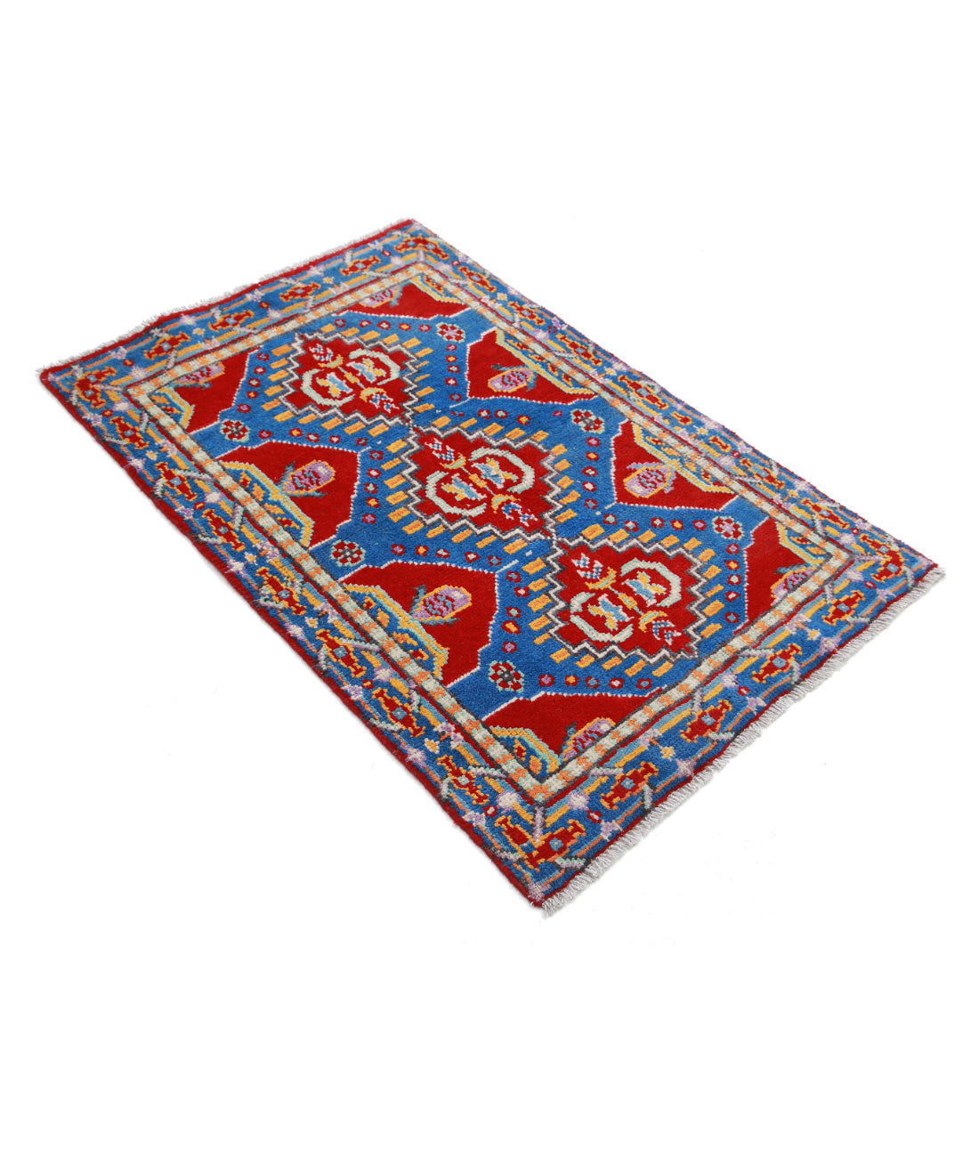Revival 2'7'' X 3'10'' Hand-Knotted Wool Rug 2'7'' x 3'10'' (78 X 115) / Red / Blue