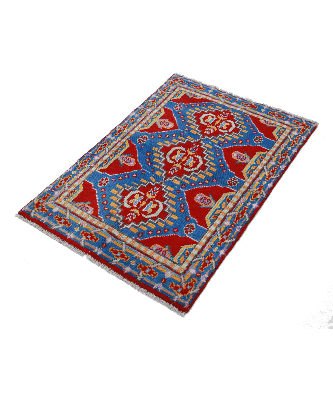 Revival 2'7'' X 3'10'' Hand-Knotted Wool Rug 2'7'' x 3'10'' (78 X 115) / Red / Blue