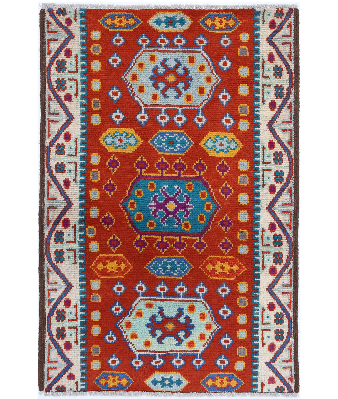 Revival 2'6'' X 4'1'' Hand-Knotted Wool Rug 2'6'' x 4'1'' (75 X 123) / Rust / Ivory