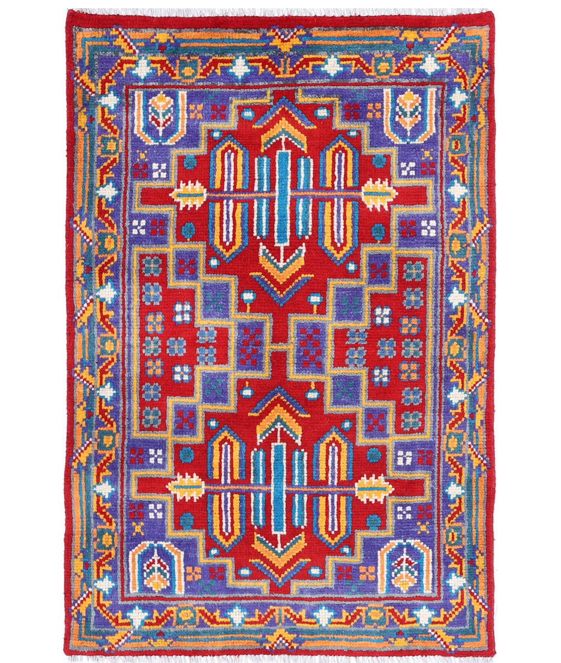 Revival 2'6'' X 3'10'' Hand-Knotted Wool Rug 2'6'' x 3'10'' (75 X 115) / Red / Purple