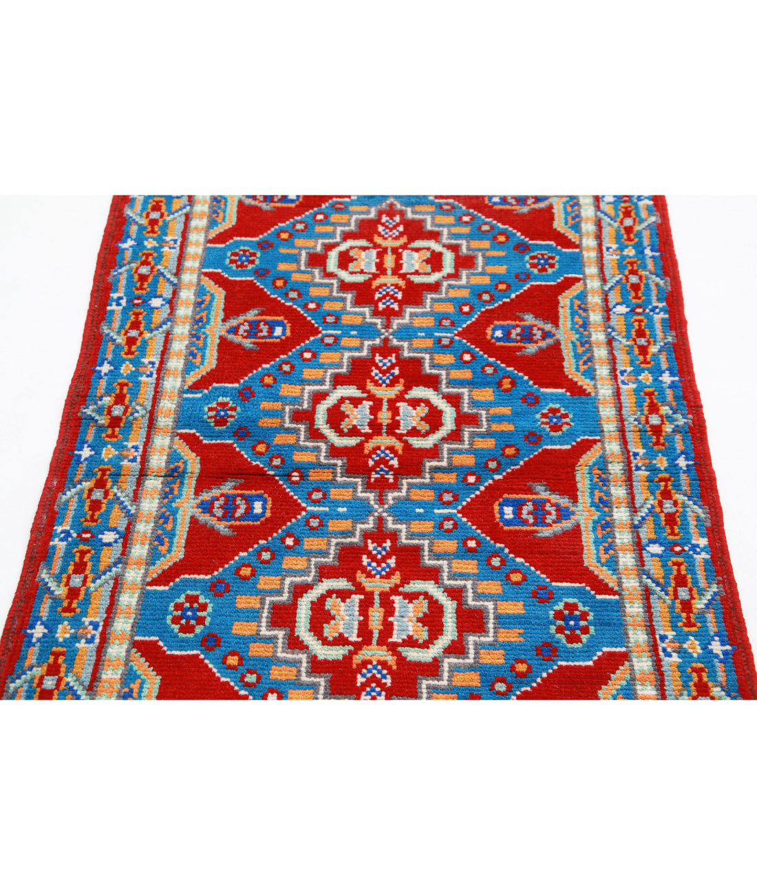 Revival 2'7'' X 4'0'' Hand-Knotted Wool Rug 2'7'' x 4'0'' (78 X 120) / Red / Blue
