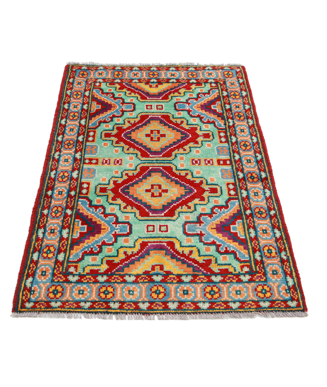Revival 2'8'' X 4'1'' Hand-Knotted Wool Rug 2'8'' x 4'1'' (80 X 123) / Green / Red