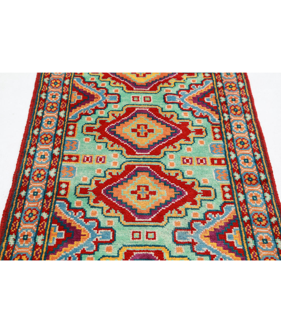 Revival 2'8'' X 4'1'' Hand-Knotted Wool Rug 2'8'' x 4'1'' (80 X 123) / Green / Red