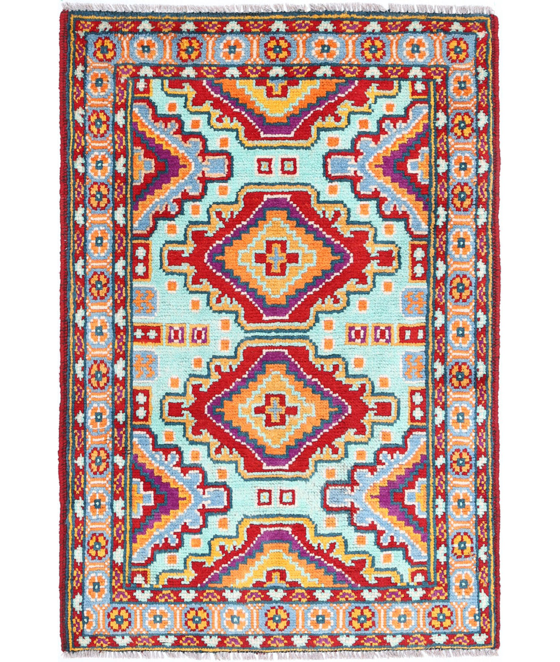 Revival 2'8'' X 4'1'' Hand-Knotted Wool Rug 2'8'' x 4'1'' (80 X 123) / Green / Red