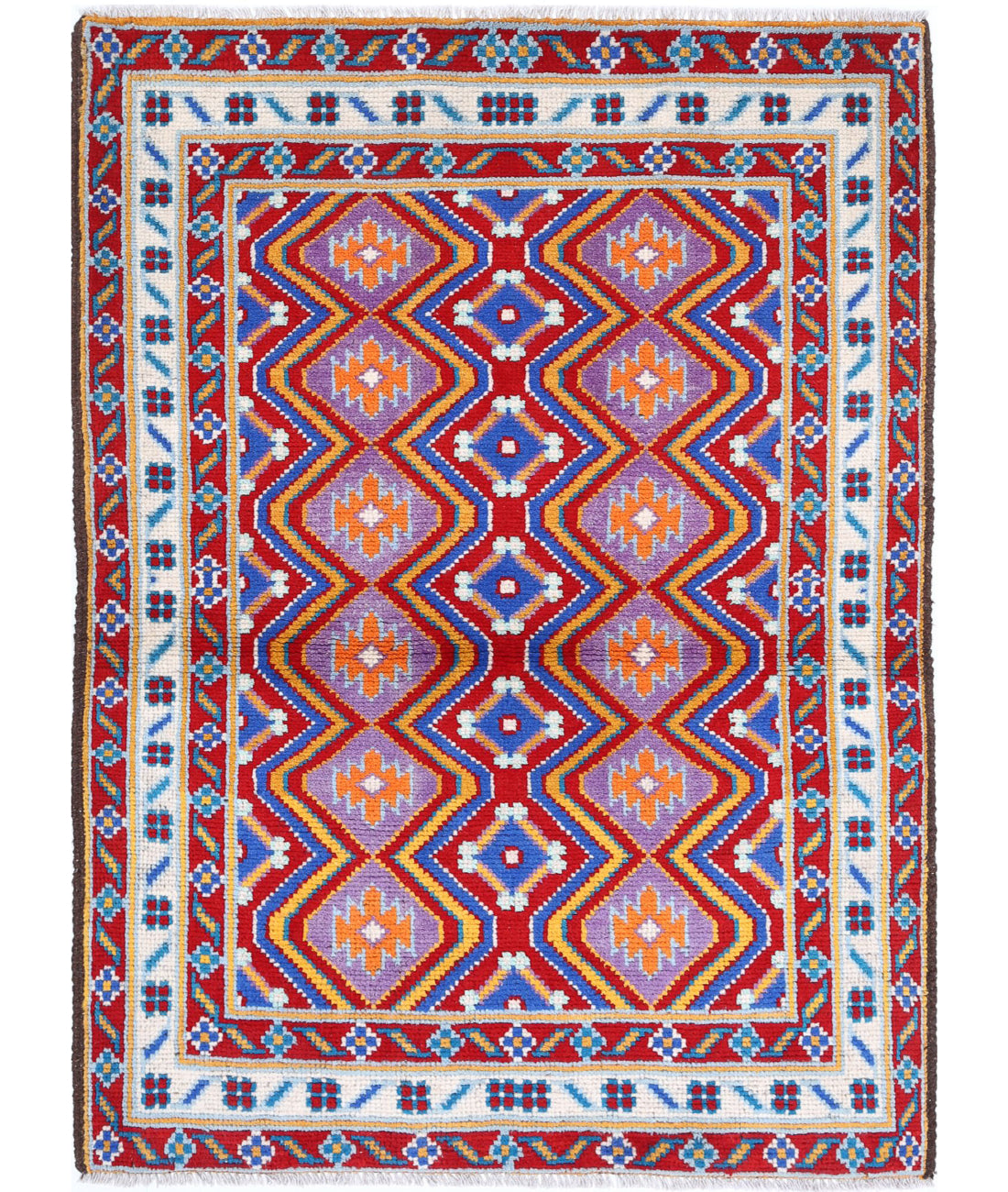 Revival 3'4'' X 4'9'' Hand-Knotted Wool Rug 3'4'' x 4'9'' (100 X 143) / Red / Ivory