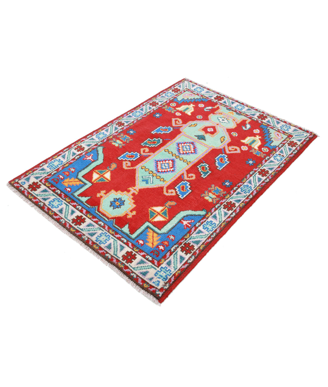 Revival 3'4'' X 4'10'' Hand-Knotted Wool Rug 3'4'' x 4'10'' (100 X 145) / Red / Ivory