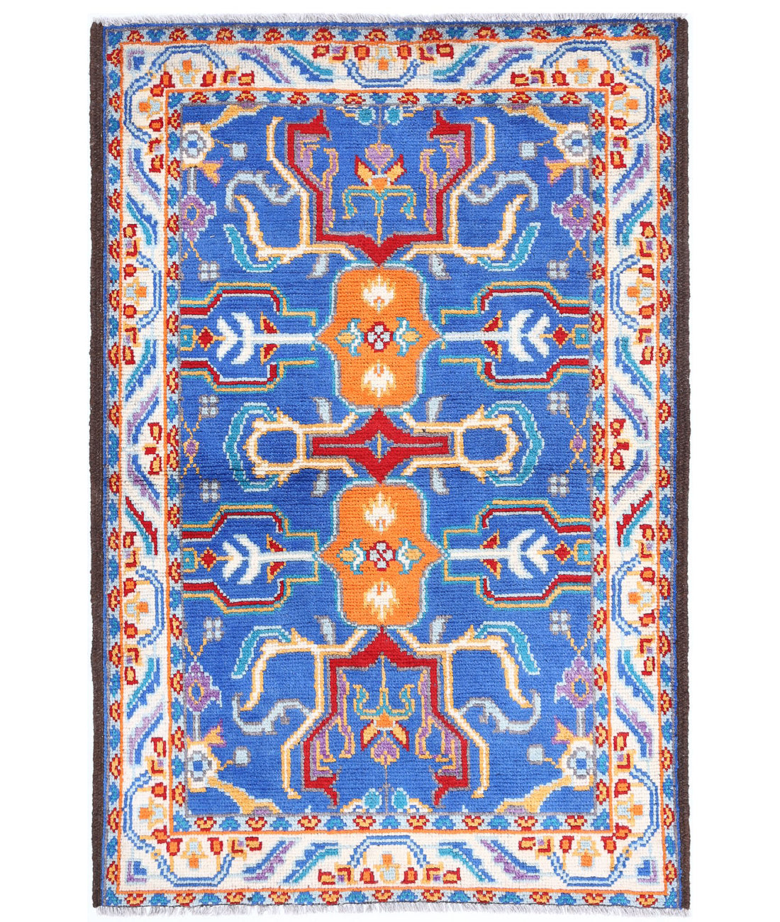 Revival 3'2'' X 5'0'' Hand-Knotted Wool Rug 3'2'' x 5'0'' (95 X 150) / Blue / Ivory