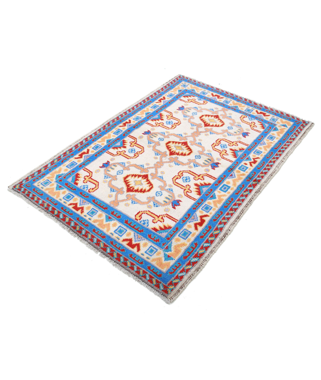 Revival 3'5'' X 5'0'' Hand-Knotted Wool Rug 3'5'' x 5'0'' (103 X 150) / Ivory / Blue