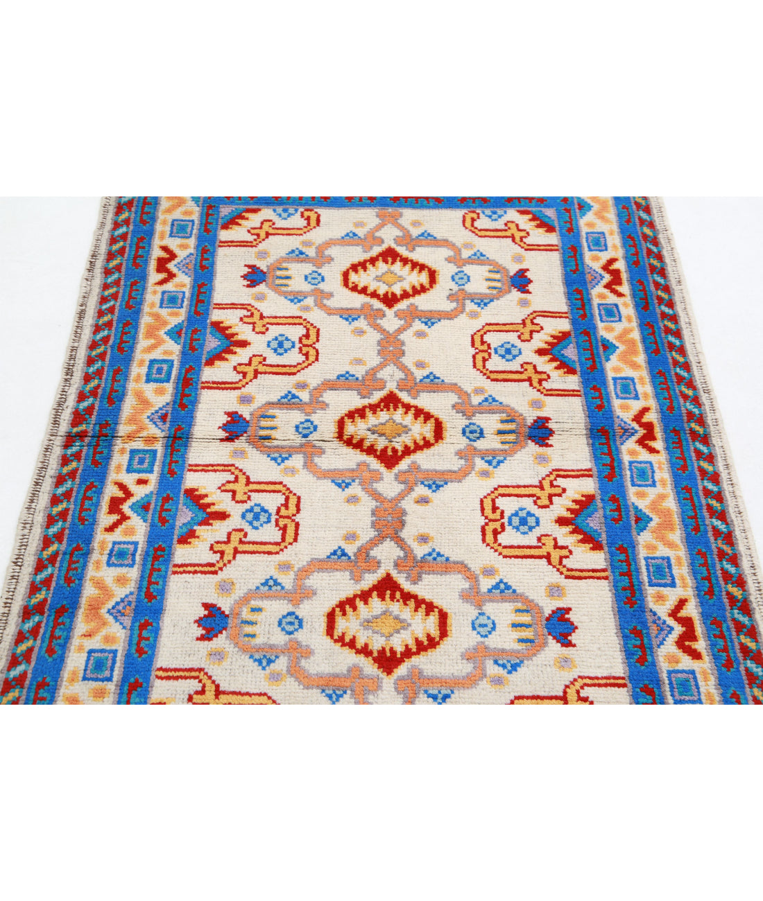 Revival 3'5'' X 5'0'' Hand-Knotted Wool Rug 3'5'' x 5'0'' (103 X 150) / Ivory / Blue