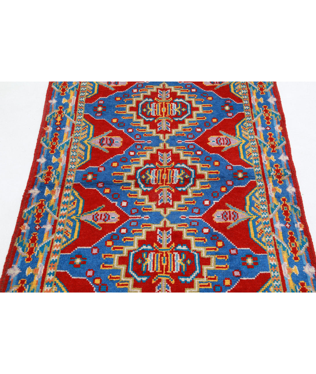 Revival 3'3'' X 4'9'' Hand-Knotted Wool Rug 3'3'' x 4'9'' (98 X 143) / Red / Blue