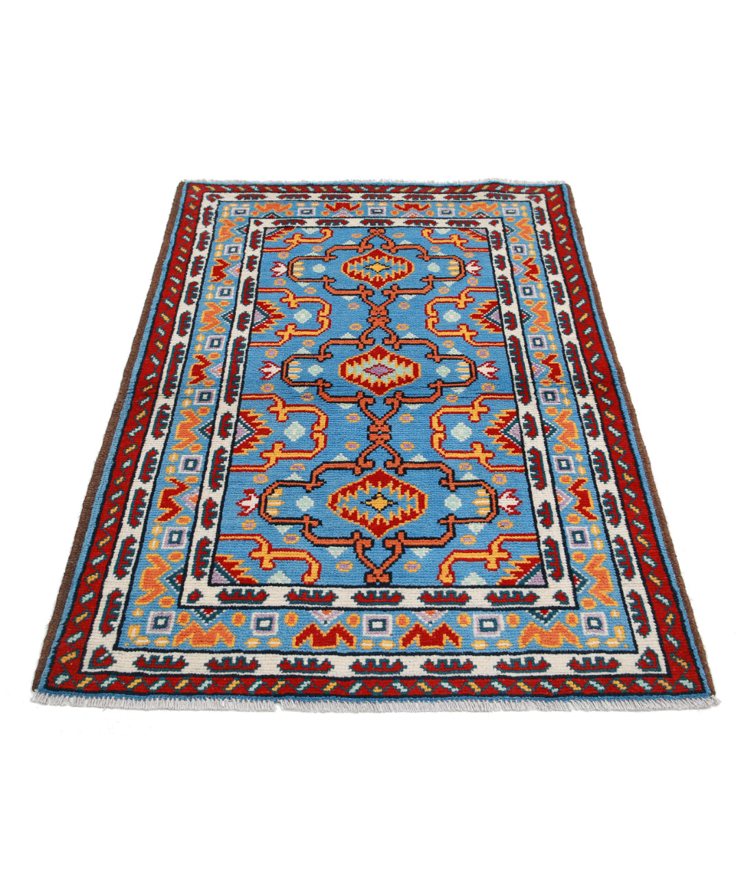 Revival 3'5'' X 5'0'' Hand-Knotted Wool Rug 3'5'' x 5'0'' (103 X 150) / Blue / Red