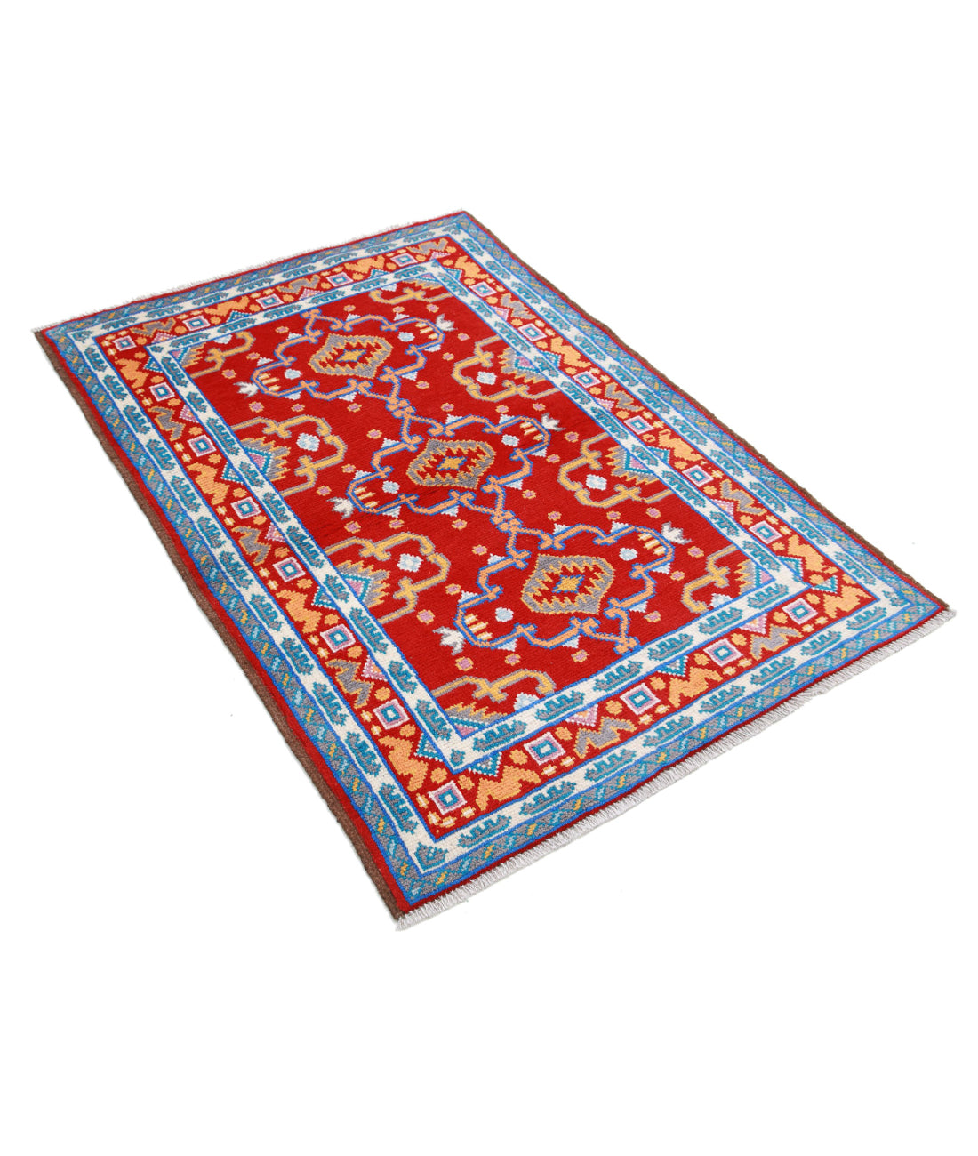 Revival 3'4'' X 4'11'' Hand-Knotted Wool Rug 3'4'' x 4'11'' (100 X 148) / Red / Ivory