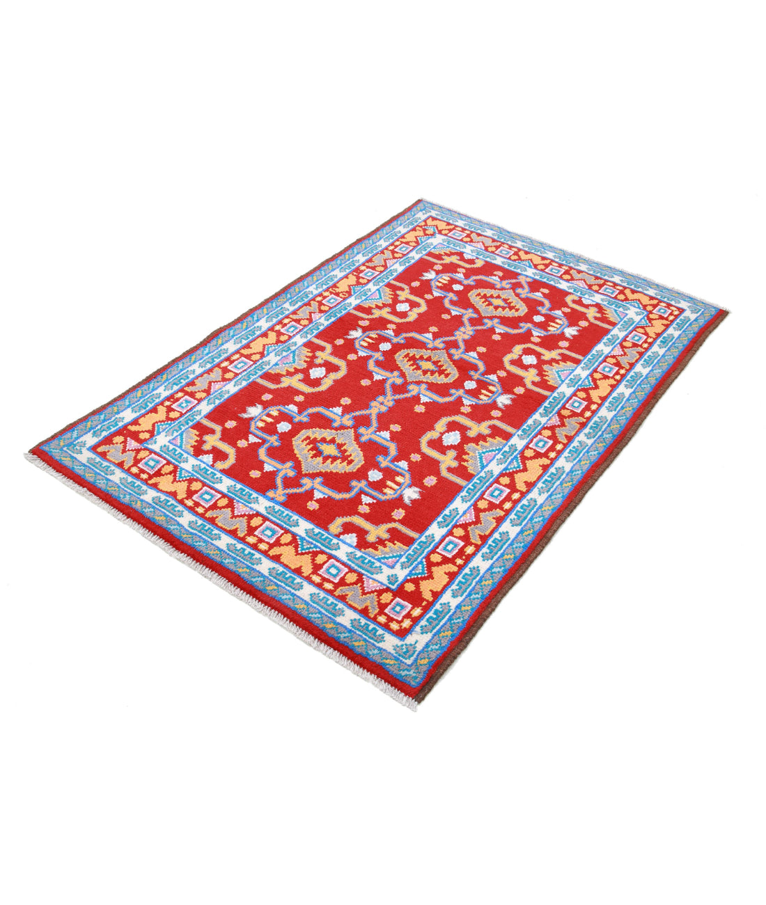 Revival 3'4'' X 4'11'' Hand-Knotted Wool Rug 3'4'' x 4'11'' (100 X 148) / Red / Ivory