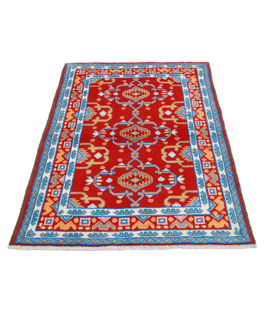 Revival 3'4'' X 4'11'' Hand-Knotted Wool Rug 3'4'' x 4'11'' (100 X 148) / Red / Ivory