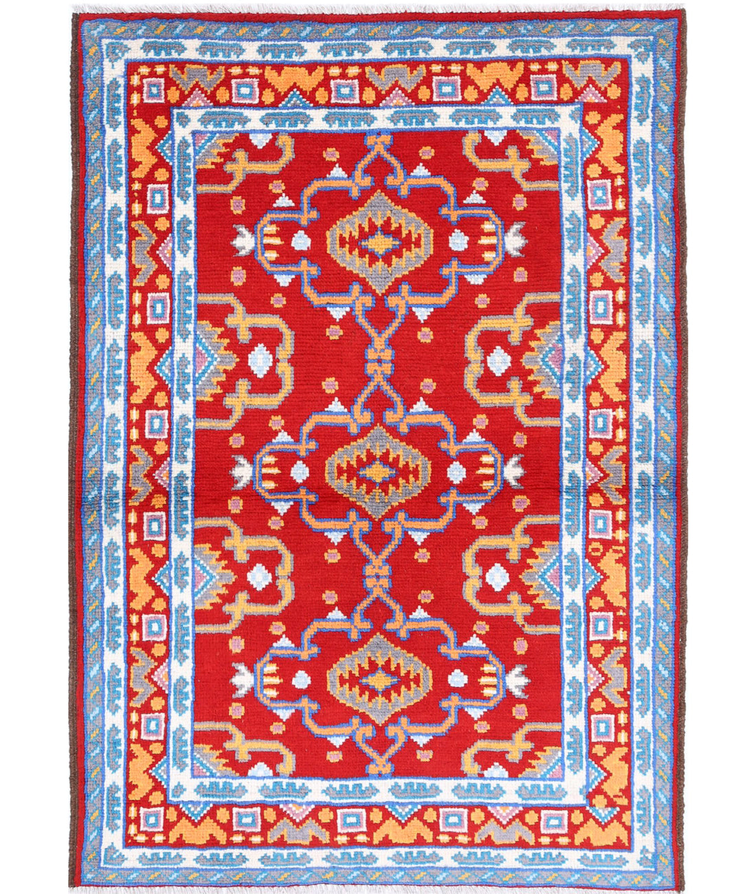 Revival 3'4'' X 4'11'' Hand-Knotted Wool Rug 3'4'' x 4'11'' (100 X 148) / Red / Ivory