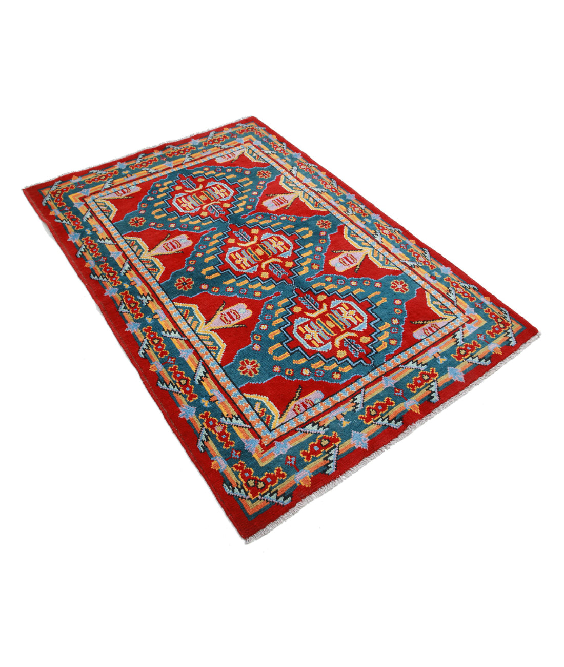 Revival 3'11'' X 5'8'' Hand-Knotted Wool Rug 3'11'' x 5'8'' (118 X 170) / Red / Green