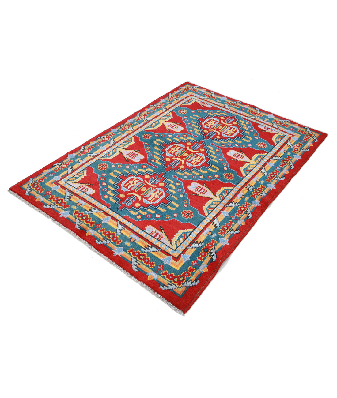Revival 3'11'' X 5'8'' Hand-Knotted Wool Rug 3'11'' x 5'8'' (118 X 170) / Red / Green
