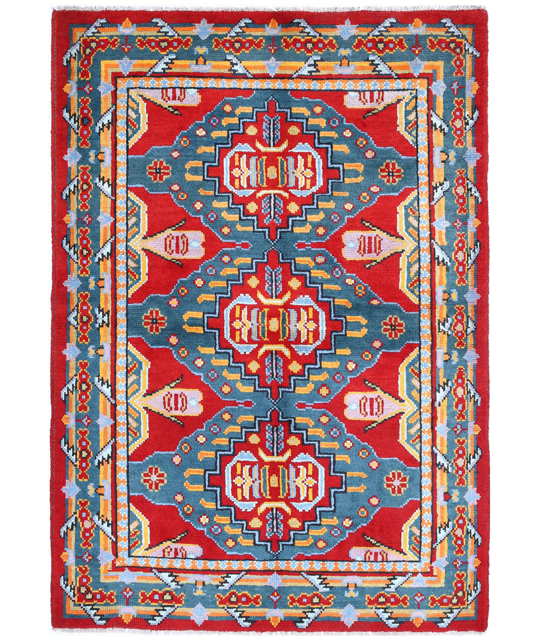 Revival 3'11'' X 5'8'' Hand-Knotted Wool Rug 3'11'' x 5'8'' (118 X 170) / Red / Green