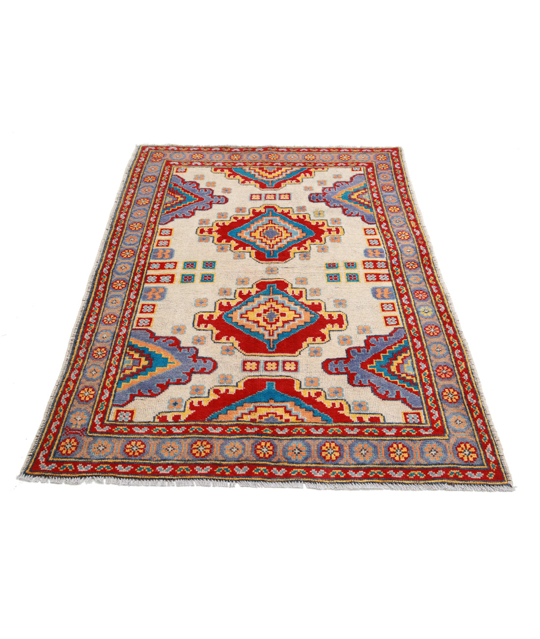 Revival 4'0'' X 5'9'' Hand-Knotted Wool Rug 4'0'' x 5'9'' (120 X 173) / Ivory / Purple