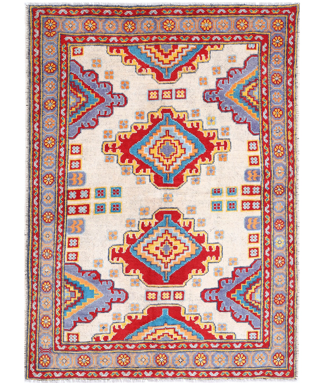 Revival 4'0'' X 5'9'' Hand-Knotted Wool Rug 4'0'' x 5'9'' (120 X 173) / Ivory / Purple