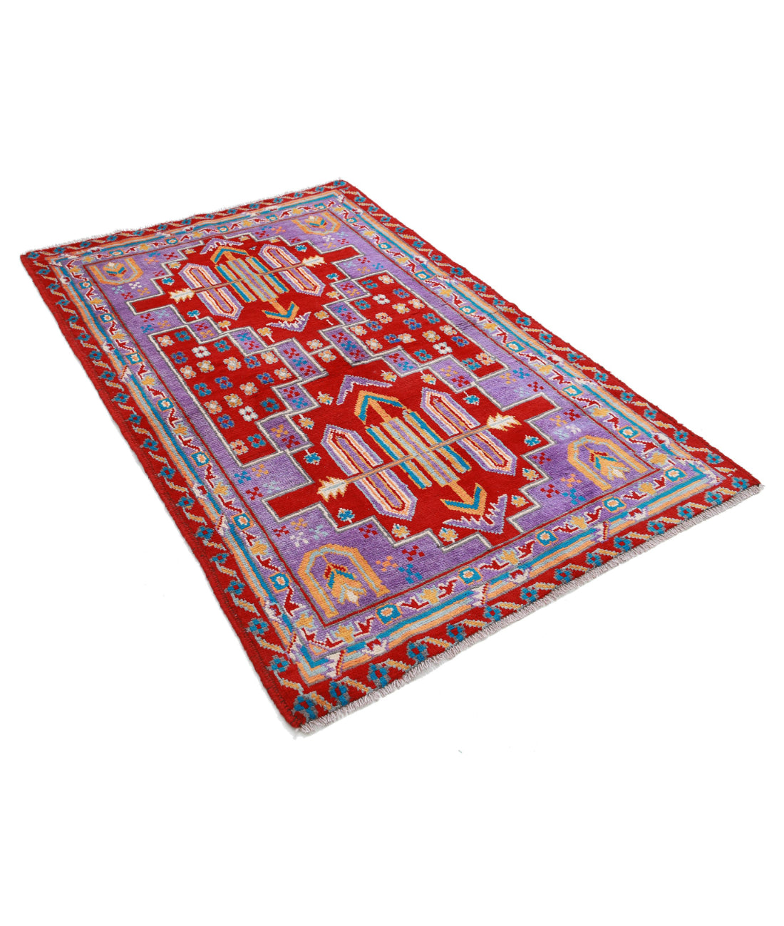 Revival 3'11'' X 6'0'' Hand-Knotted Wool Rug 3'11'' x 6'0'' (118 X 180) / Red / Purple