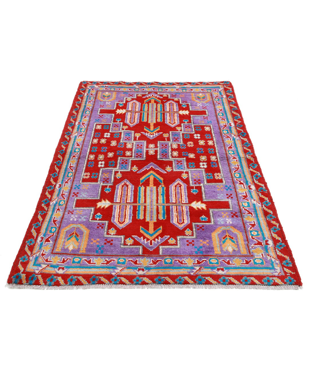 Revival 3'11'' X 6'0'' Hand-Knotted Wool Rug 3'11'' x 6'0'' (118 X 180) / Red / Purple