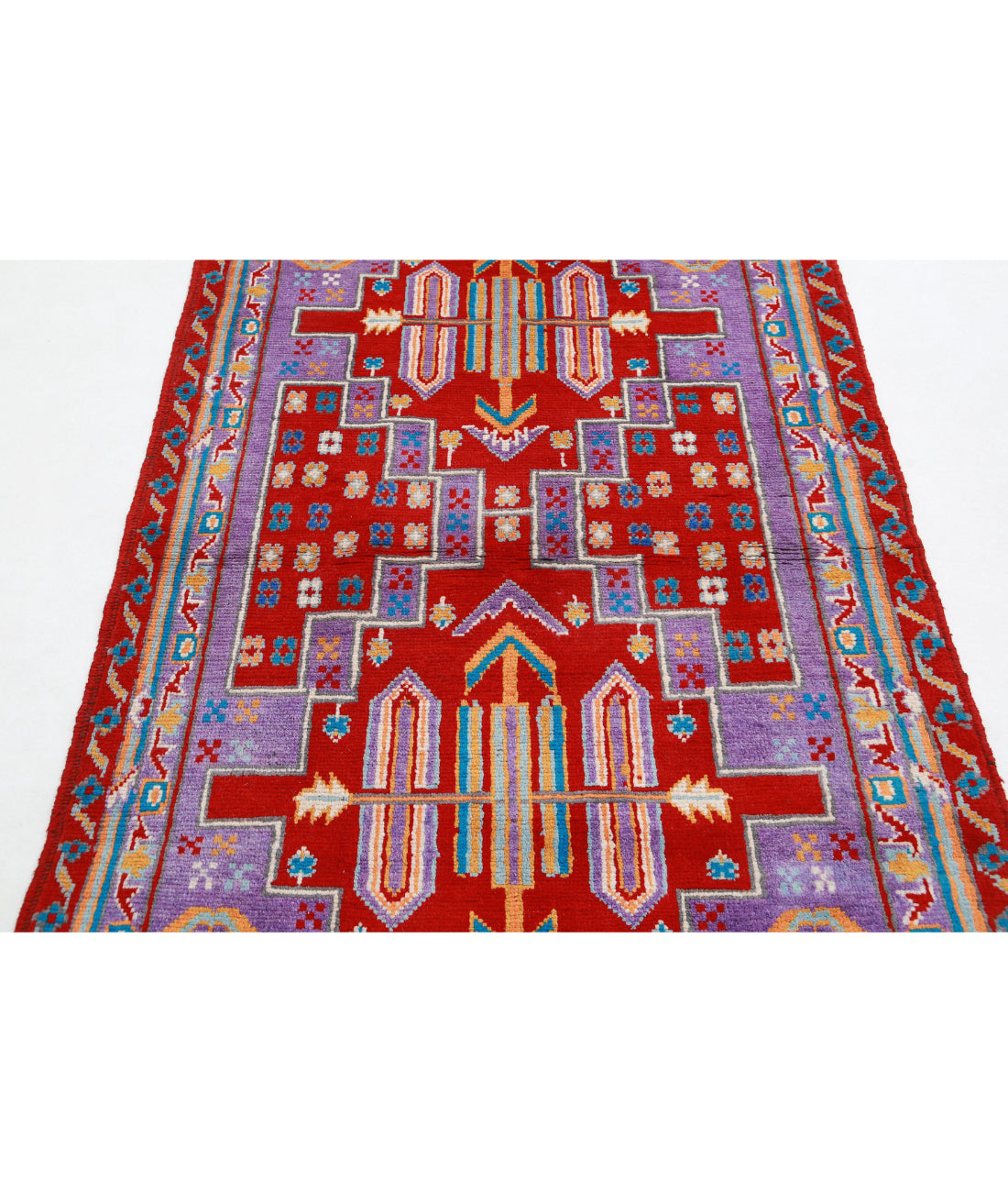 Revival 3'11'' X 6'0'' Hand-Knotted Wool Rug 3'11'' x 6'0'' (118 X 180) / Red / Purple