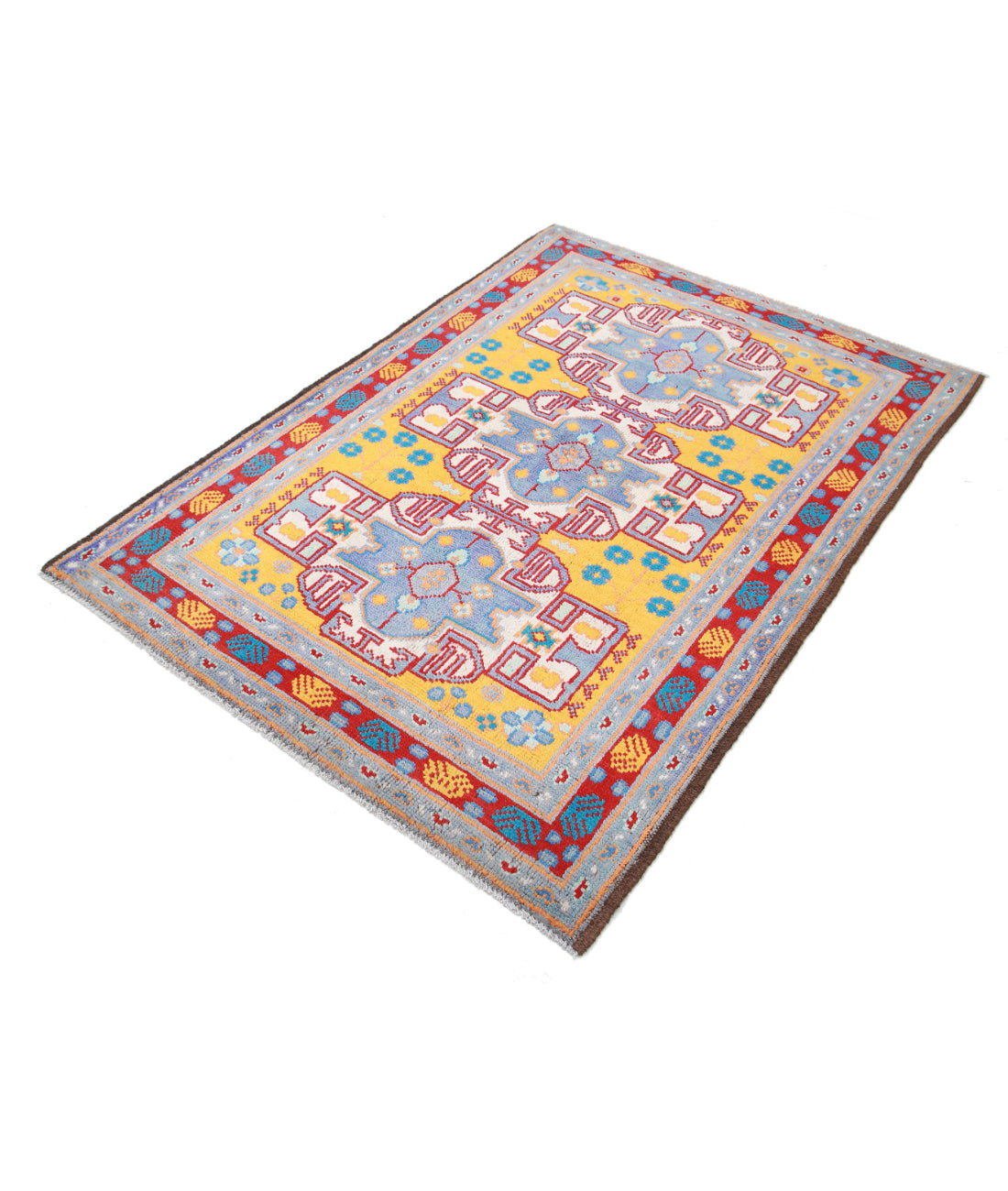 Revival 3'11'' X 5'6'' Hand-Knotted Wool Rug 3'11'' x 5'6'' (118 X 165) / Gold / Red