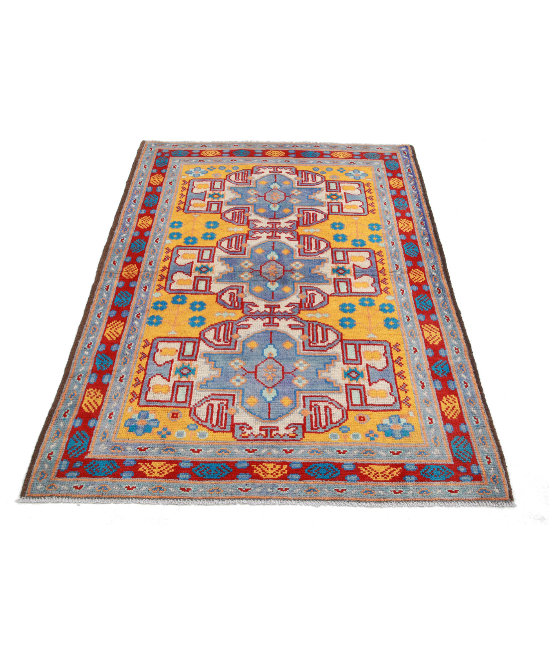 Revival 3'11'' X 5'6'' Hand-Knotted Wool Rug 3'11'' x 5'6'' (118 X 165) / Gold / Red