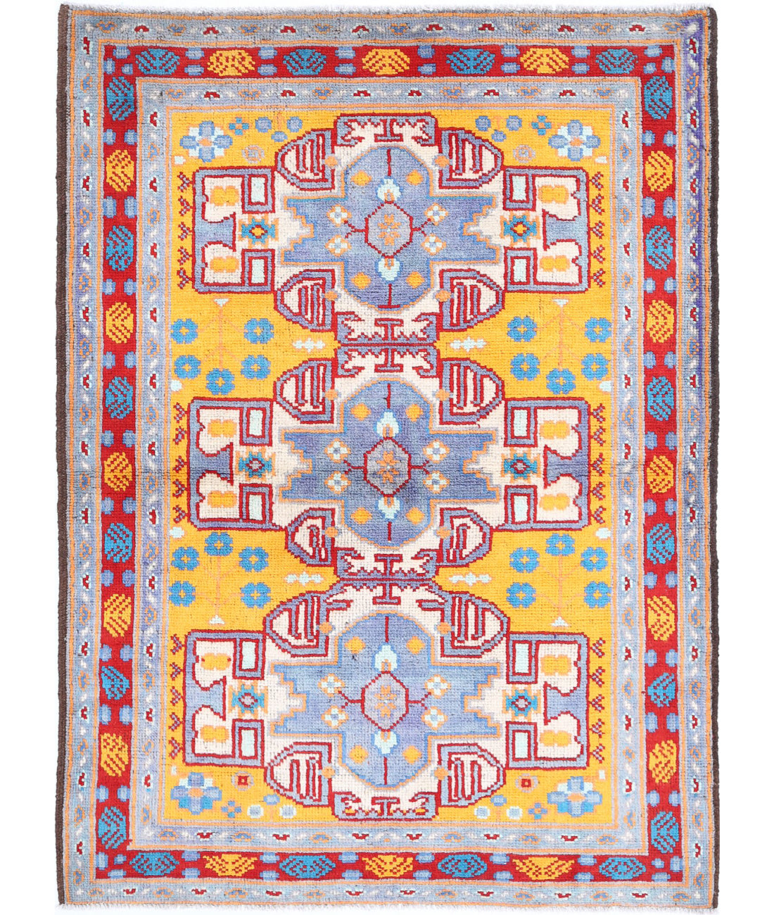 Revival 3'11'' X 5'6'' Hand-Knotted Wool Rug 3'11'' x 5'6'' (118 X 165) / Gold / Red