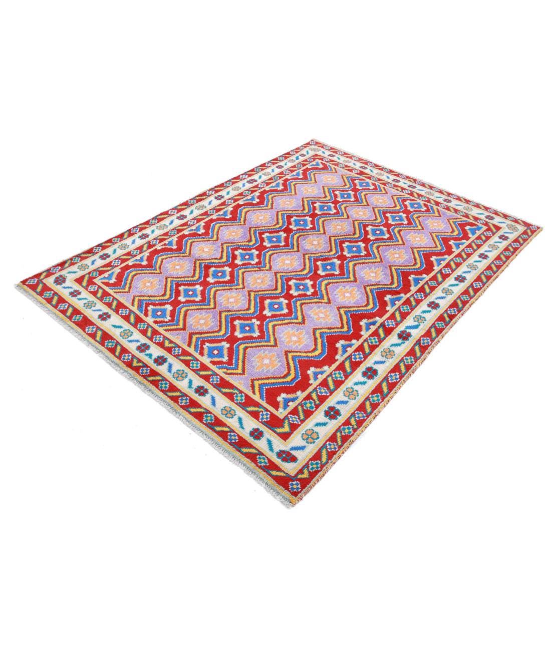 Revival 4'9'' X 6'6'' Hand-Knotted Wool Rug 4'9'' x 6'6'' (143 X 195) / Red / Ivory