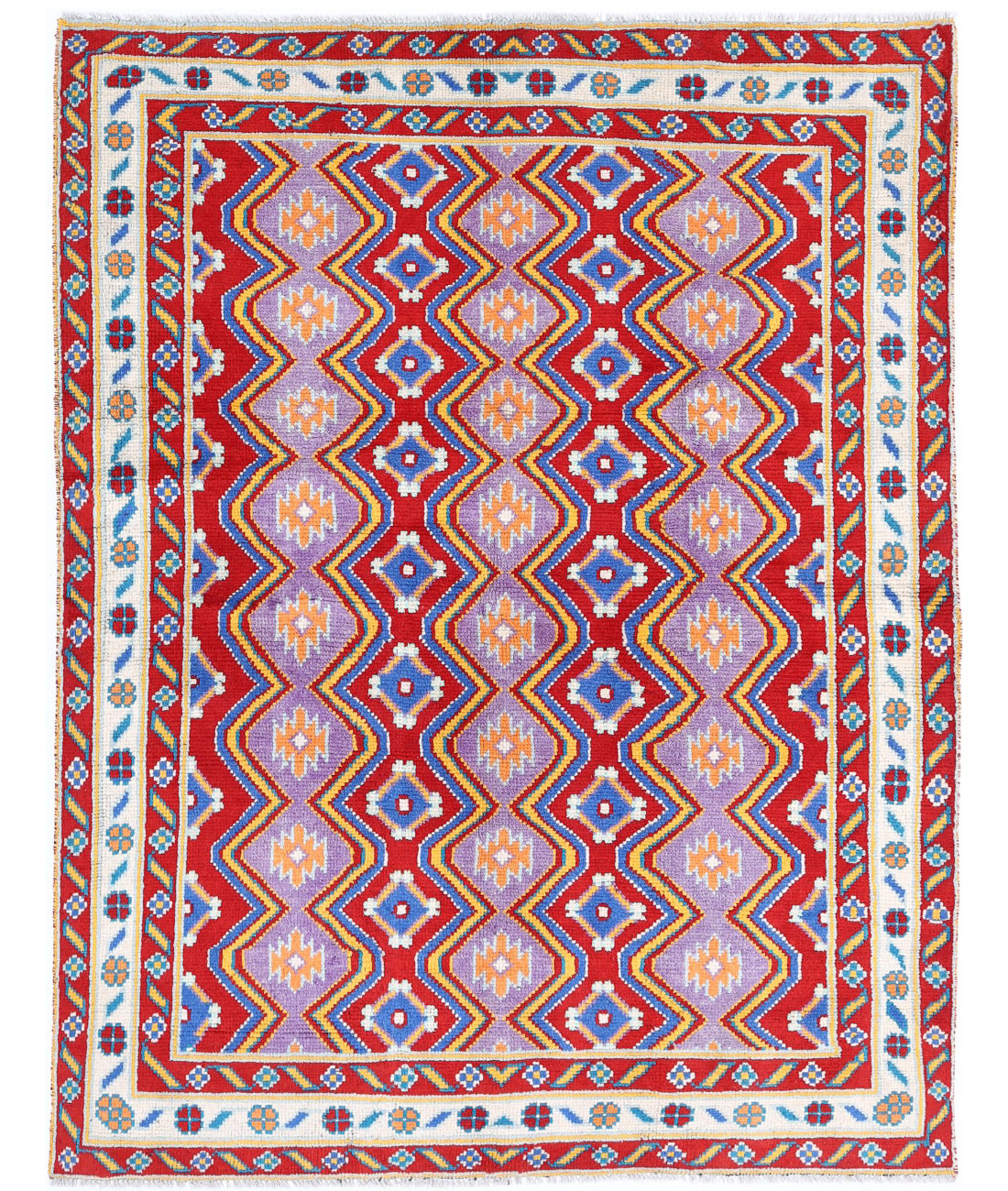 Revival 4'9'' X 6'6'' Hand-Knotted Wool Rug 4'9'' x 6'6'' (143 X 195) / Red / Ivory