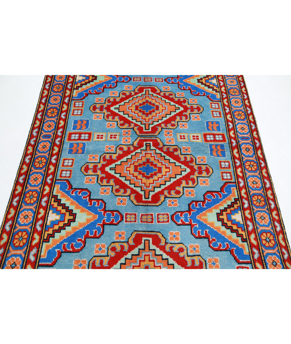 Revival 4'11'' X 6'8'' Hand-Knotted Wool Rug 4'11'' x 6'8'' (148 X 200) / Blue / Red