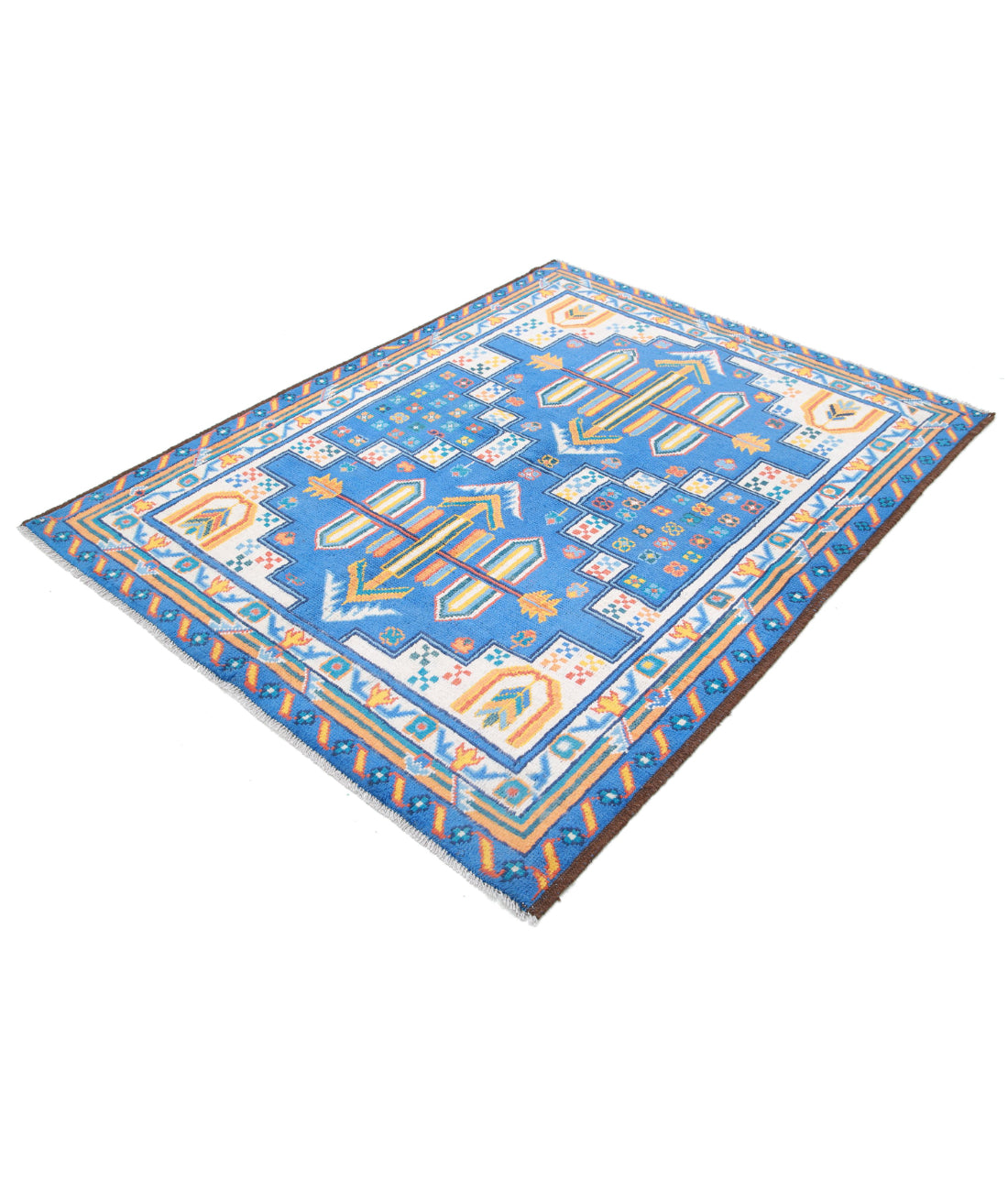 Revival 4'11'' X 6'6'' Hand-Knotted Wool Rug 4'11'' x 6'6'' (148 X 195) / Blue / Ivory