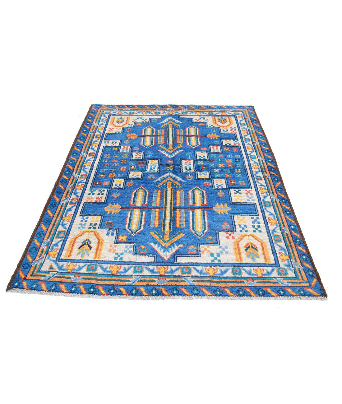 Revival 4'11'' X 6'6'' Hand-Knotted Wool Rug 4'11'' x 6'6'' (148 X 195) / Blue / Ivory