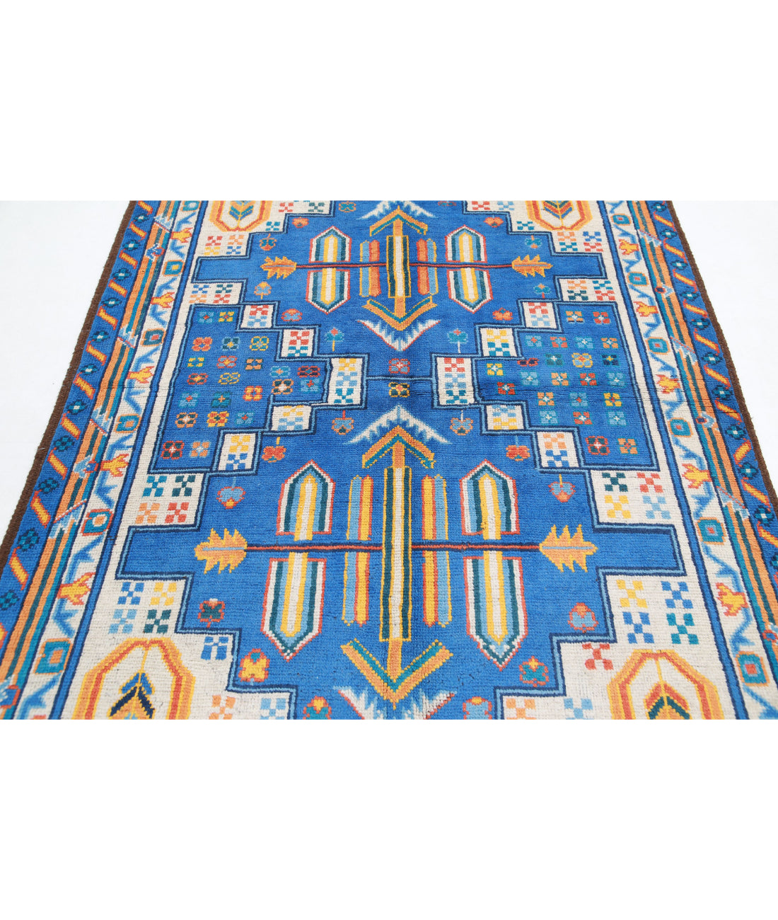 Revival 4'11'' X 6'6'' Hand-Knotted Wool Rug 4'11'' x 6'6'' (148 X 195) / Blue / Ivory