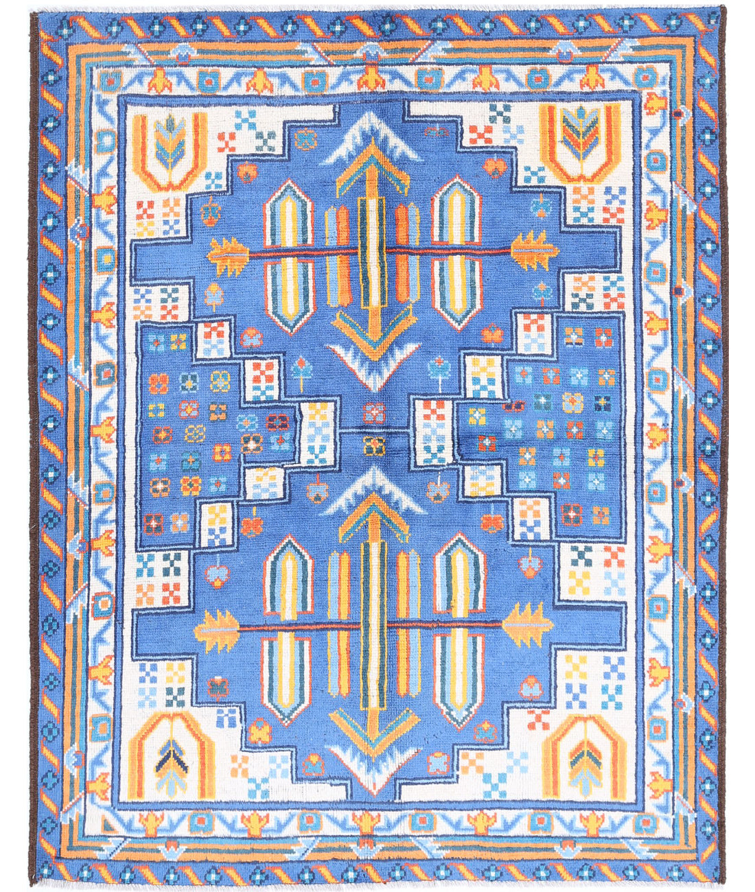 Revival 4'11'' X 6'6'' Hand-Knotted Wool Rug 4'11'' x 6'6'' (148 X 195) / Blue / Ivory