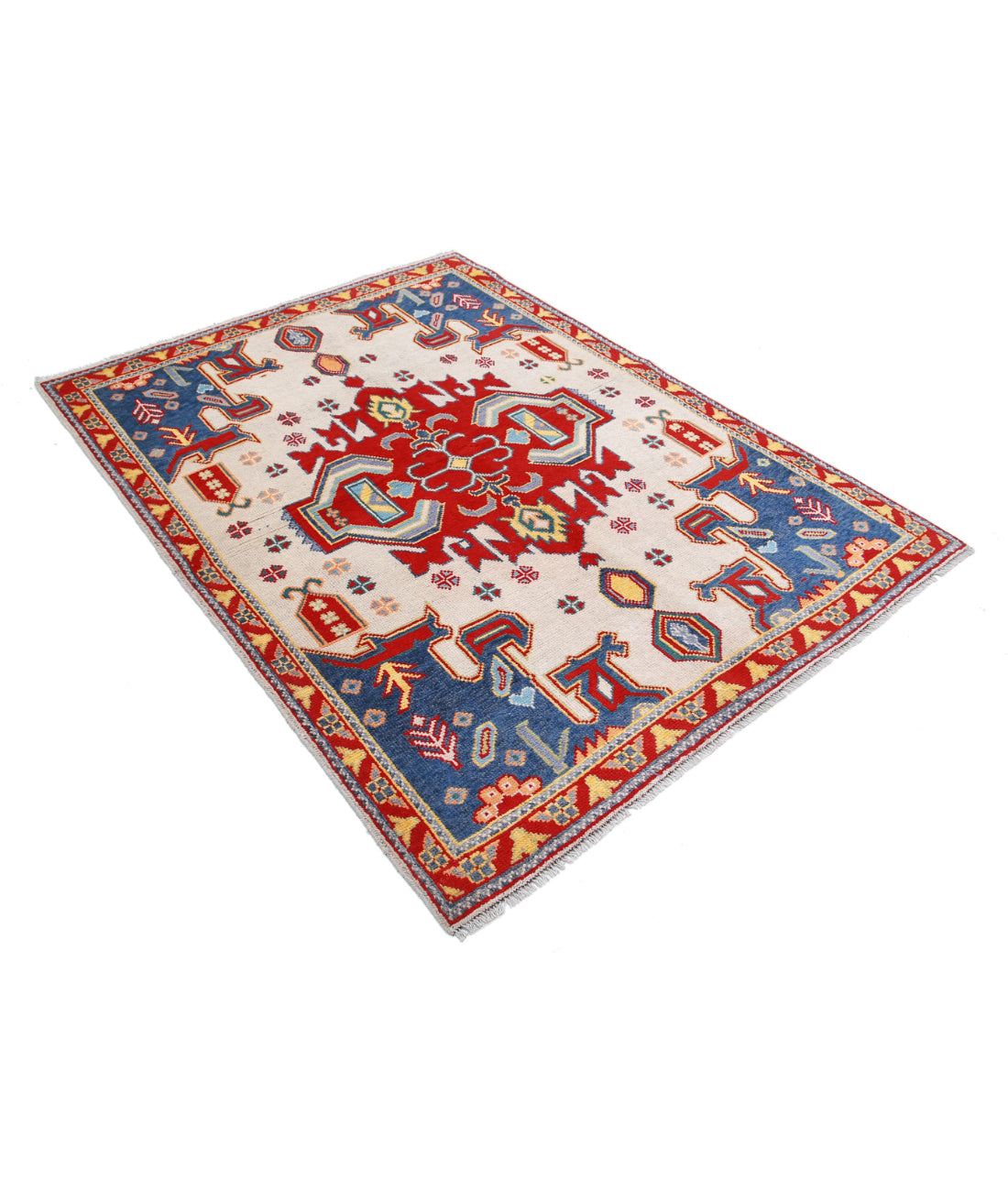 Revival 4'10'' X 6'6'' Hand-Knotted Wool Rug 4'10'' x 6'6'' (145 X 195) / Ivory / Red