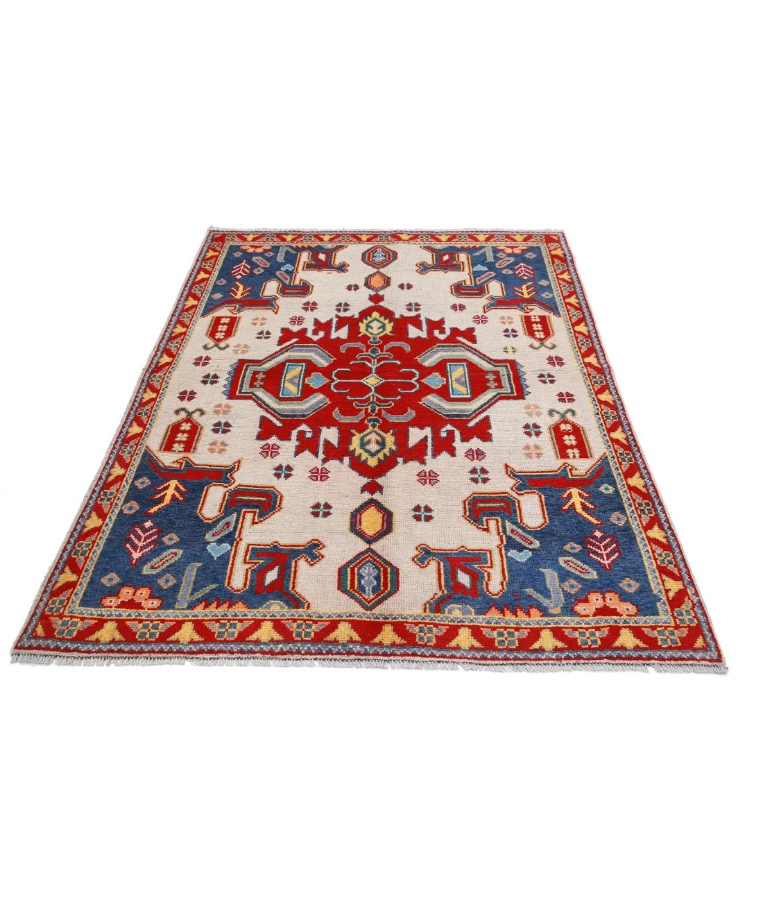 Revival 4'10'' X 6'6'' Hand-Knotted Wool Rug 4'10'' x 6'6'' (145 X 195) / Ivory / Red