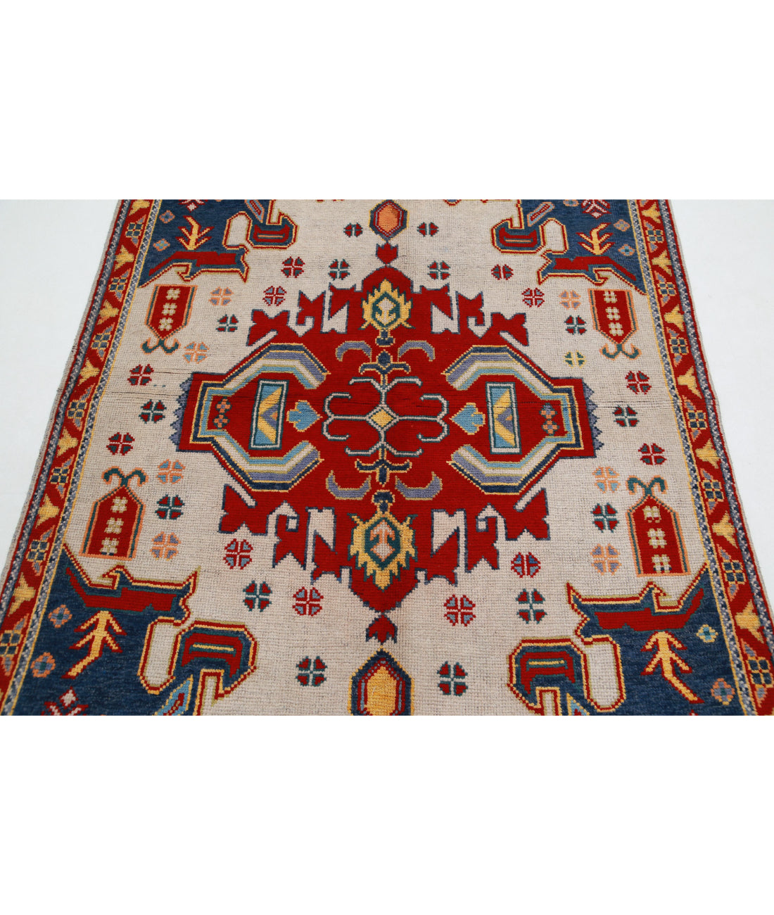 Revival 4'10'' X 6'6'' Hand-Knotted Wool Rug 4'10'' x 6'6'' (145 X 195) / Ivory / Red