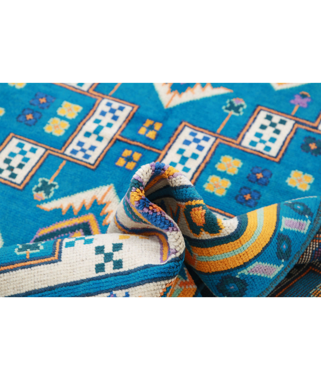 Revival 5'6'' X 7'8'' Hand-Knotted Wool Rug 5'6'' x 7'8'' (165 X 230) / Teal / Ivory