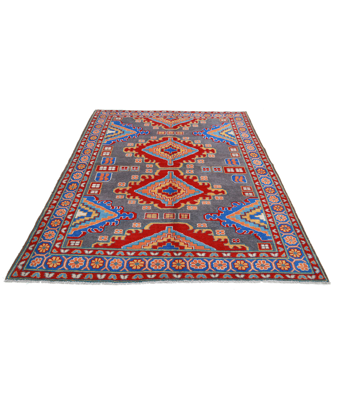 Revival 5'8'' X 7'9'' Hand-Knotted Wool Rug 5'8'' x 7'9'' (170 X 233) / Grey / Blue