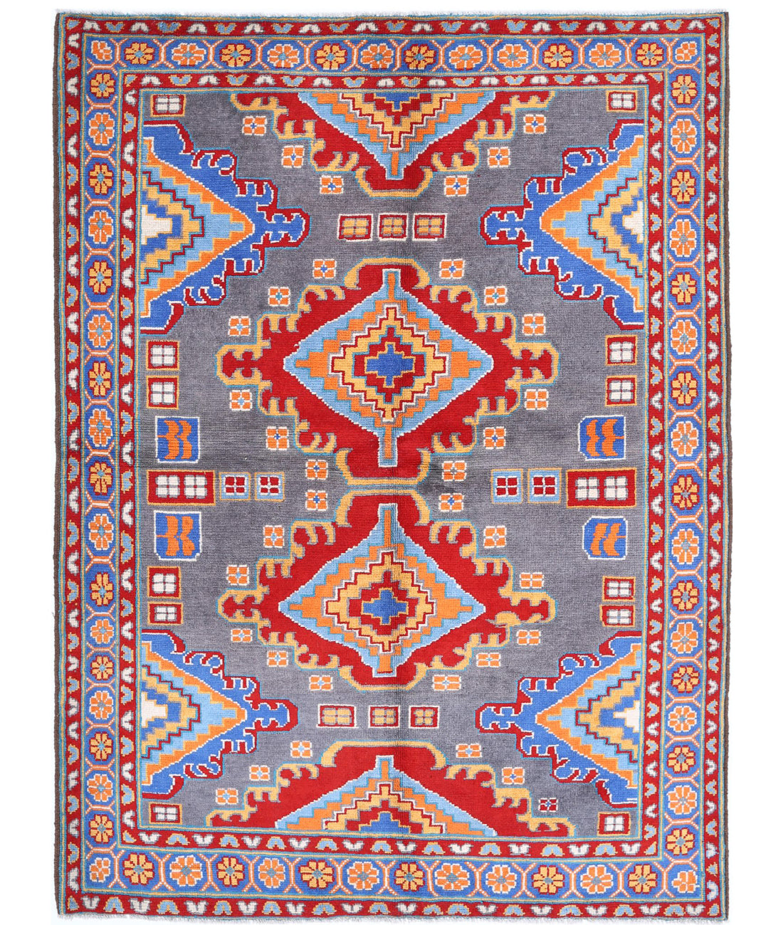 Revival 5'8'' X 7'9'' Hand-Knotted Wool Rug 5'8'' x 7'9'' (170 X 233) / Grey / Blue