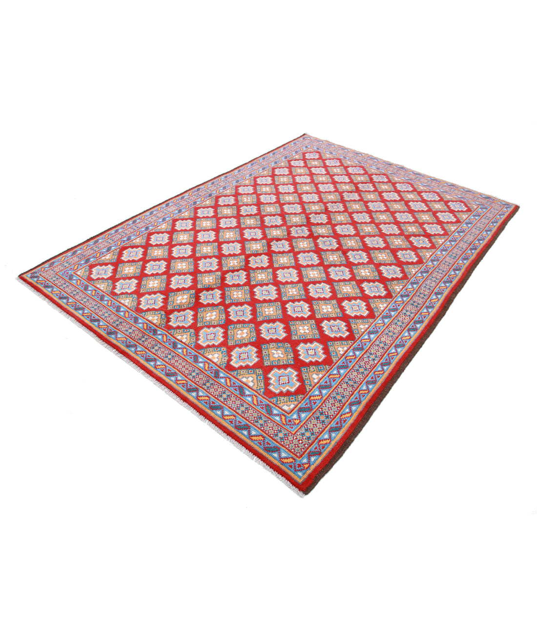Revival 5'8'' X 7'11'' Hand-Knotted Wool Rug 5'8'' x 7'11'' (170 X 238) / Red / Blue