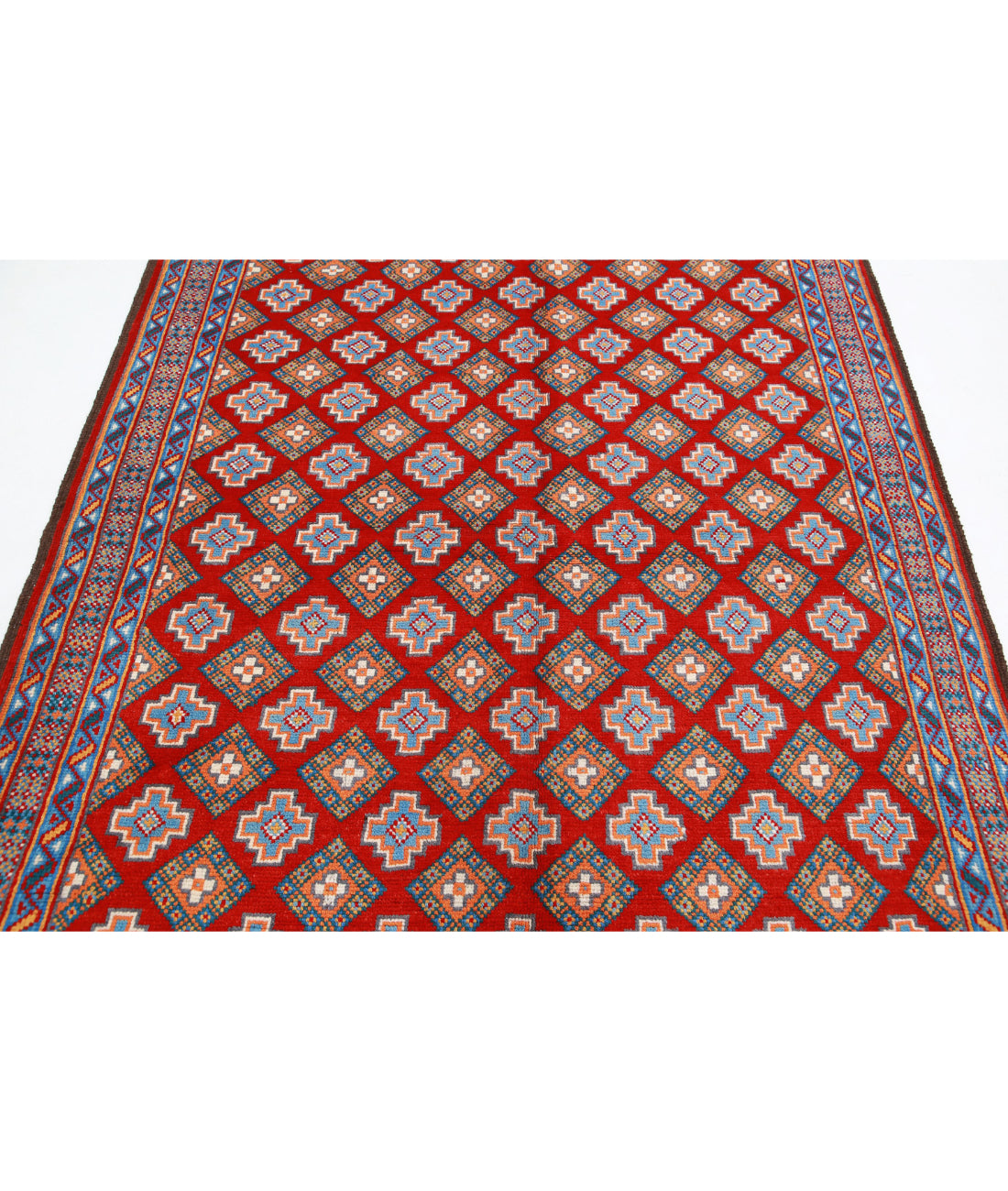 Revival 5'8'' X 7'11'' Hand-Knotted Wool Rug 5'8'' x 7'11'' (170 X 238) / Red / Blue