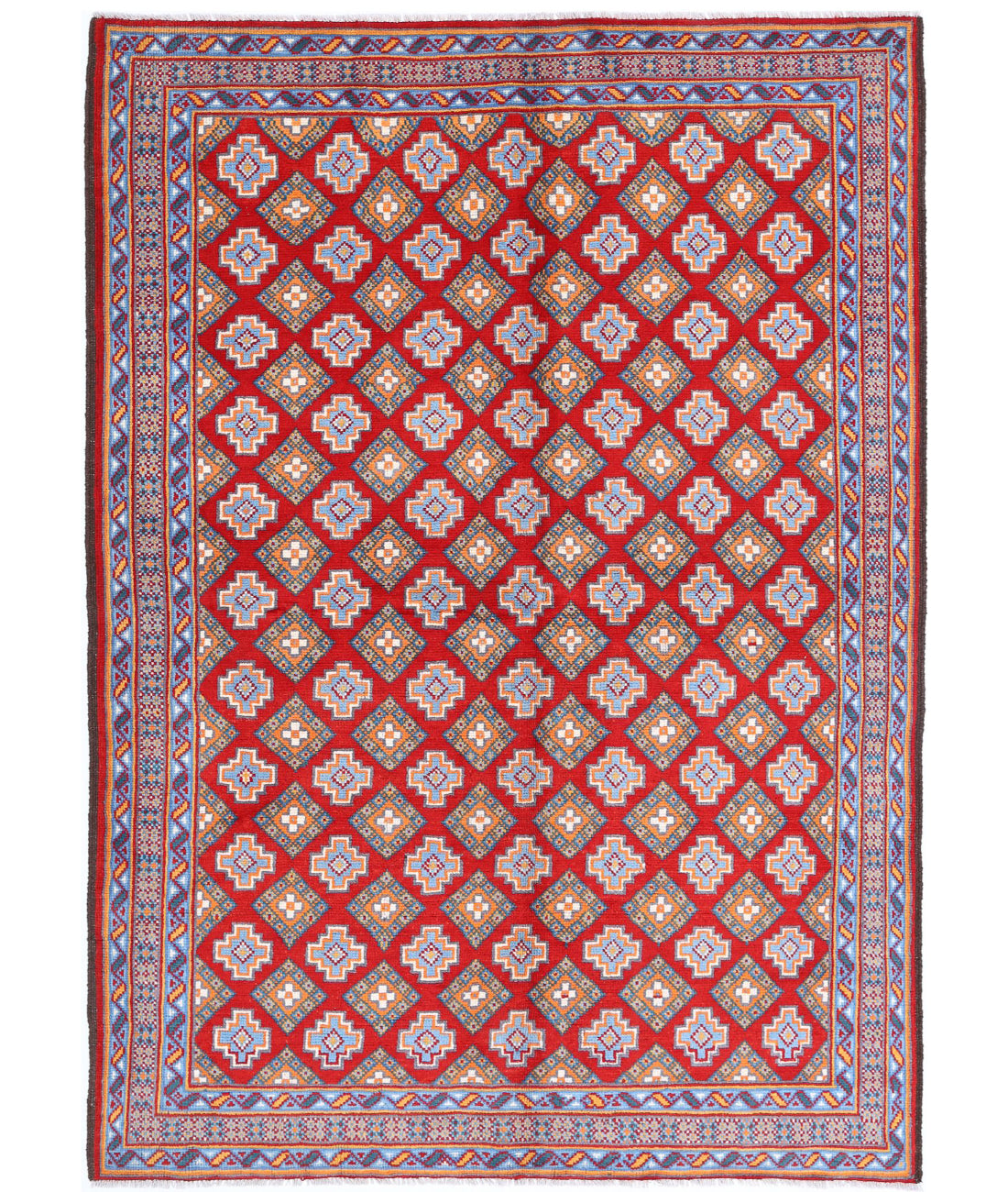 Revival 5'8'' X 7'11'' Hand-Knotted Wool Rug 5'8'' x 7'11'' (170 X 238) / Red / Blue