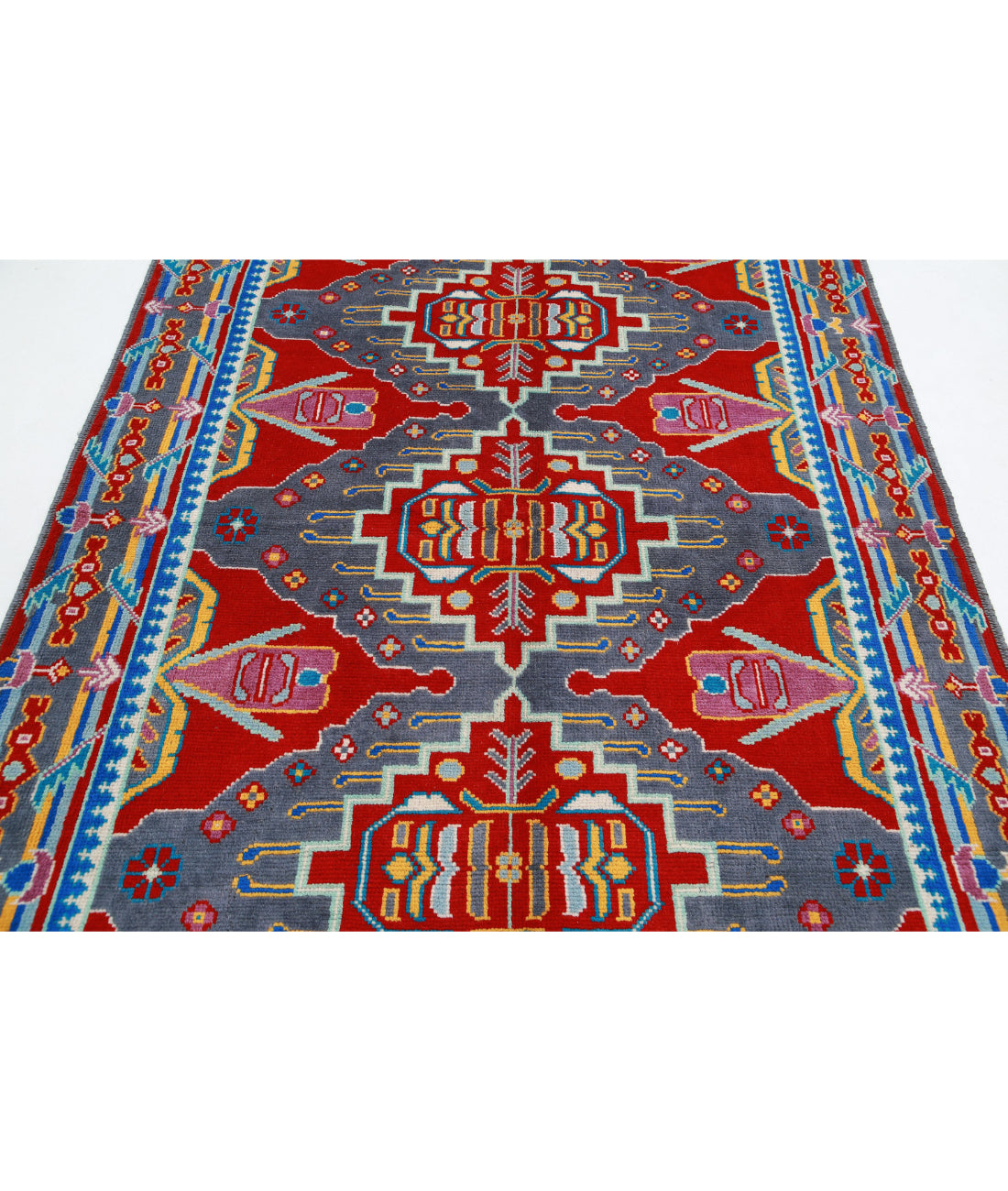 Revival 5'7'' X 7'9'' Hand-Knotted Wool Rug 5'7'' x 7'9'' (168 X 233) / Red / Grey